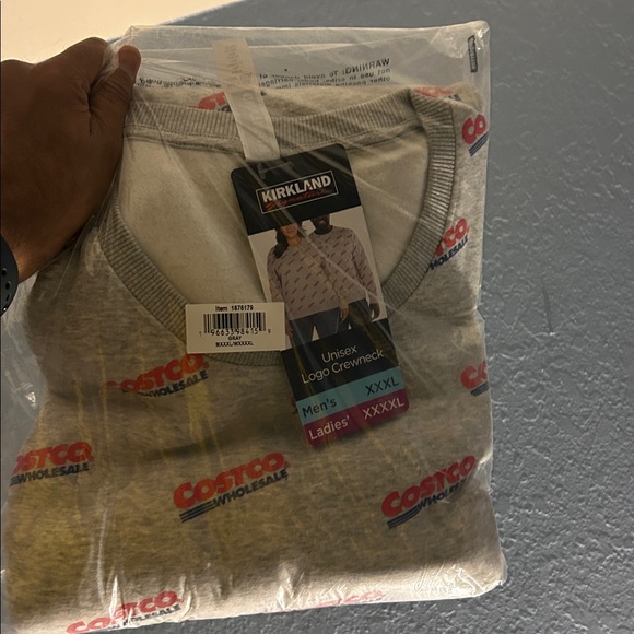 NWT Kirkland Signature MEN Costco Wholesale Logo Fleece Crewneck GRAY XXXL - Picture 2 of 6